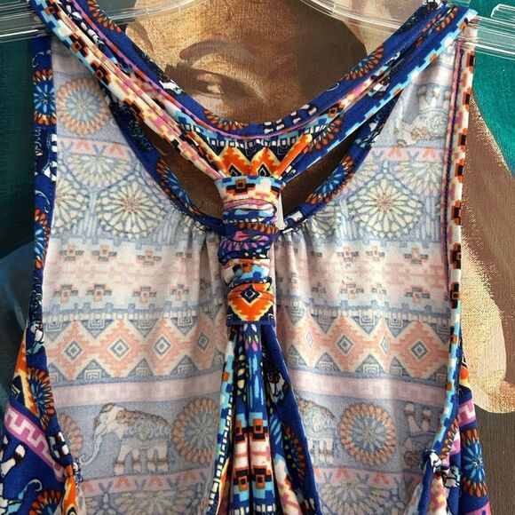 Kiss Colorful Patterned High Low Dress M 10/12 - Picture 5 of 16